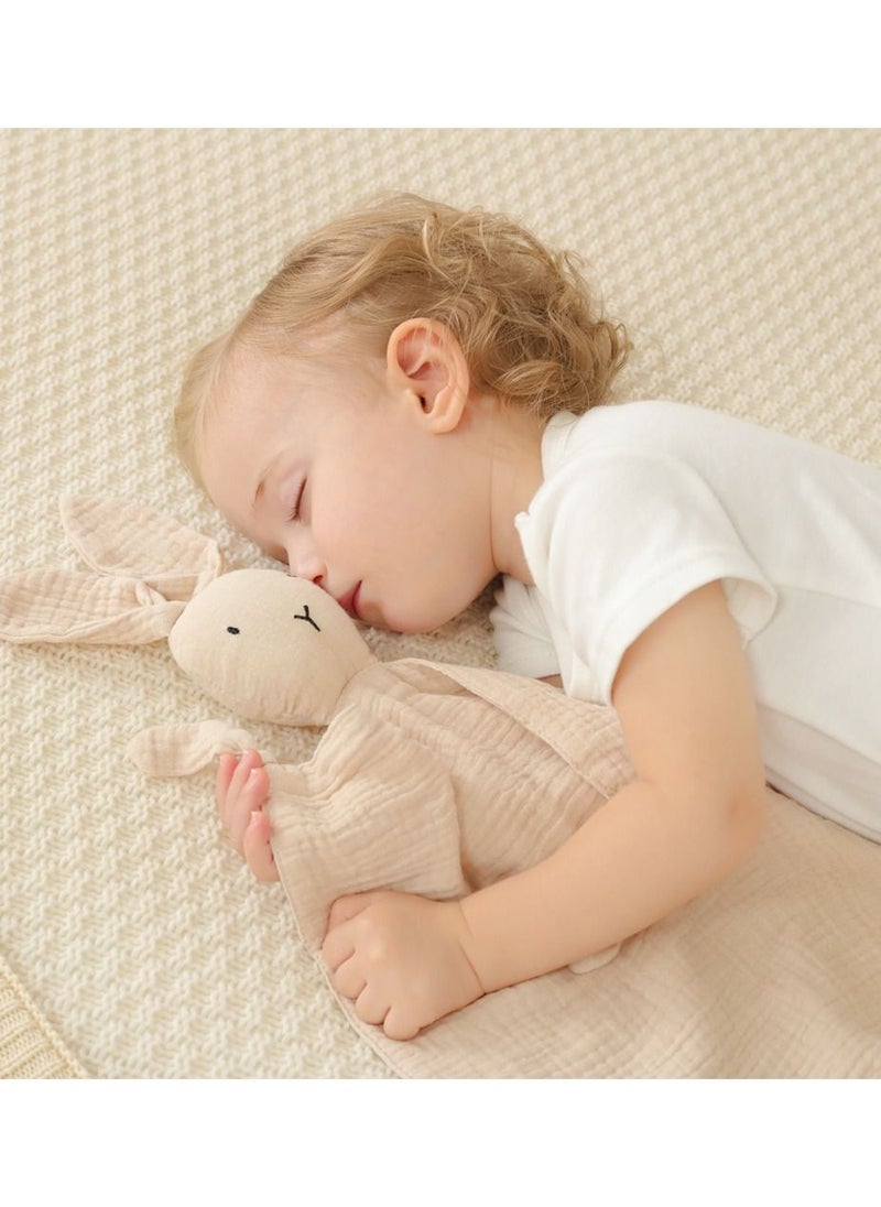 HFN Baby Pure Cotton Cloth Comfort Towel Baby Sleeping Doll with Sensory Teether Khaki  - Image 1