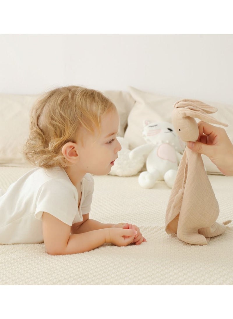 HFN Baby Pure Cotton Cloth Comfort Towel Baby Sleeping Doll with Sensory Teether Khaki  - Image 2