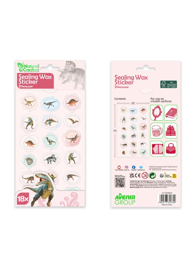 Avenir Sealing Wax Stickers 10 pack - Dinosaur Multicolour | fabulous sealing wax stickers showcasing a collection of space objects | Ages3+ - Image 4
