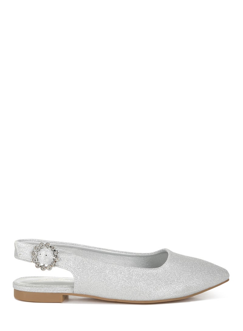London Rag Glitter Slingback Flat Sandals in Silver  - Image 1