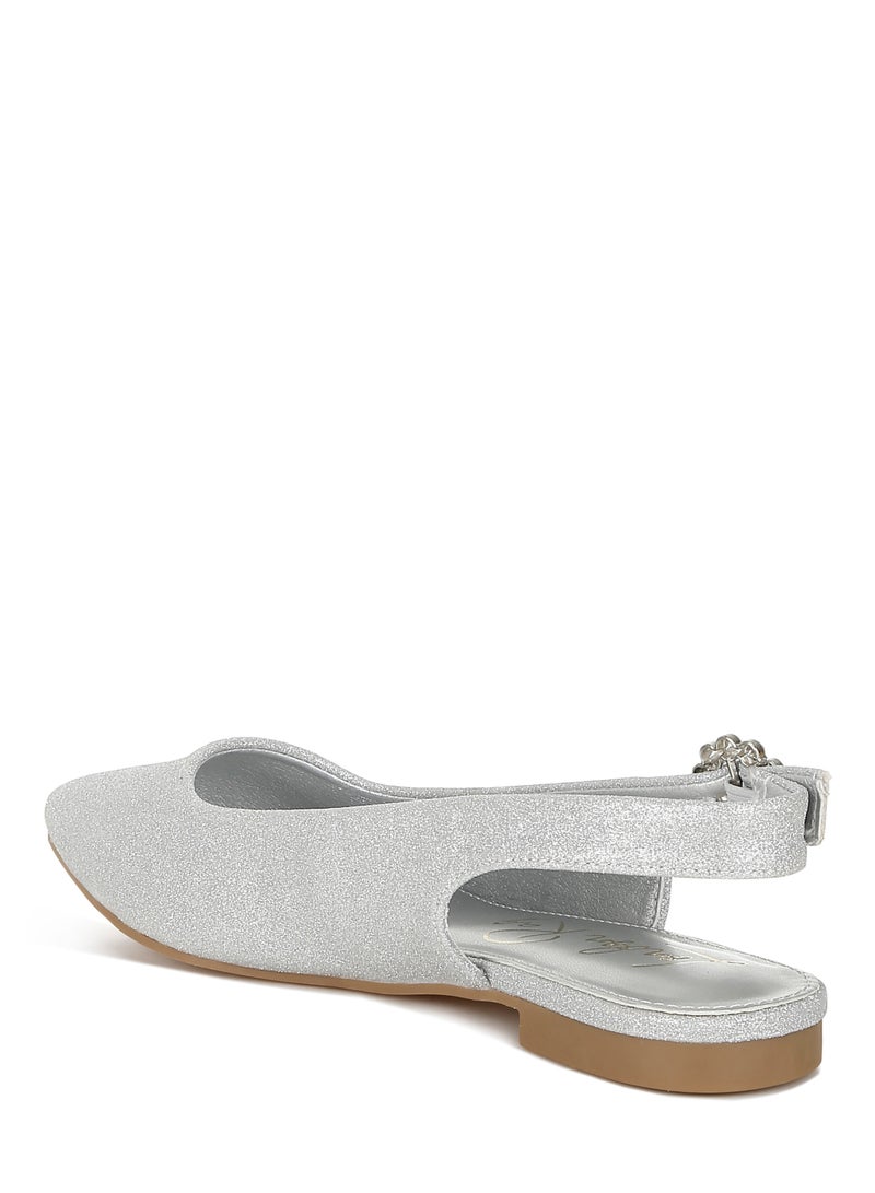 London Rag Glitter Slingback Flat Sandals in Silver  - Image 3
