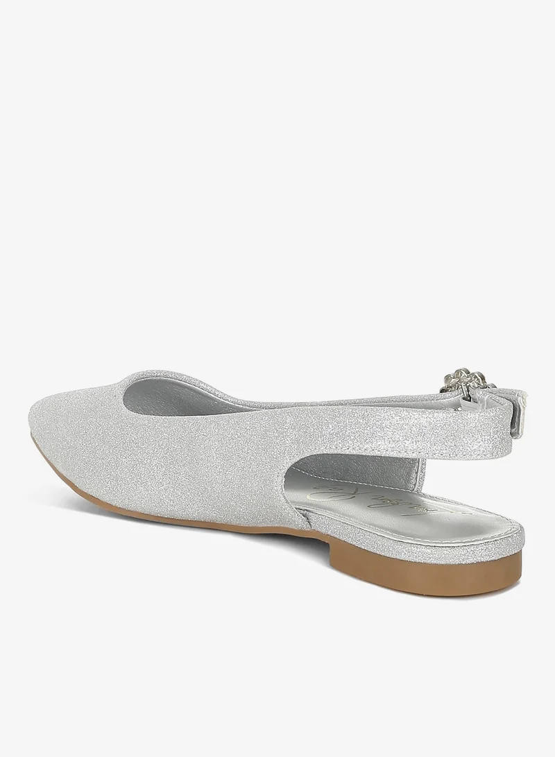 London Rag Silver Glitter Slingback Flat Sandals in Silver for Women | Best Price UAE