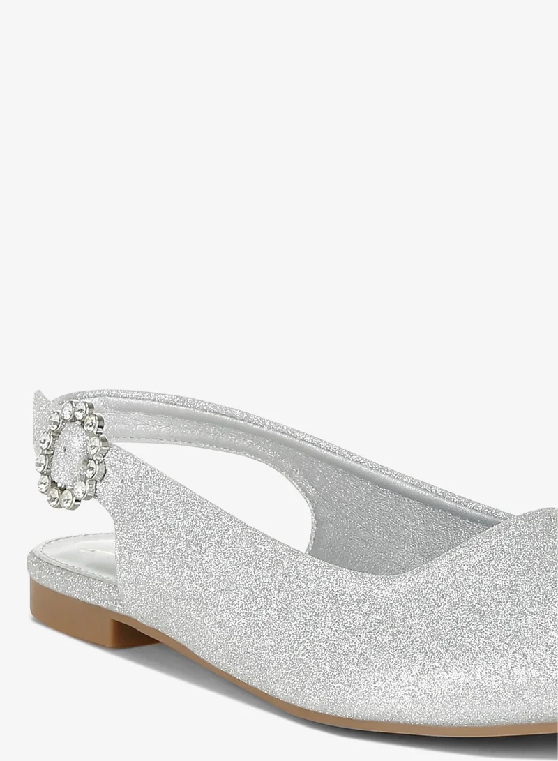 London Rag Silver Glitter Slingback Flat Sandals in Silver for Women | Best Price UAE
