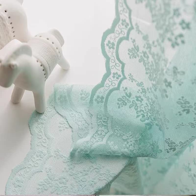 YJ YANJUN Aqua Sheer Curtains 84 inches Long 2 Panels Set Retro Mint Green Lace Curtains for Girls Living Room Shabby Chic MemaidBeachBoho Room Decor 52Wx84L SeafoamPeal AquaEgg Blue