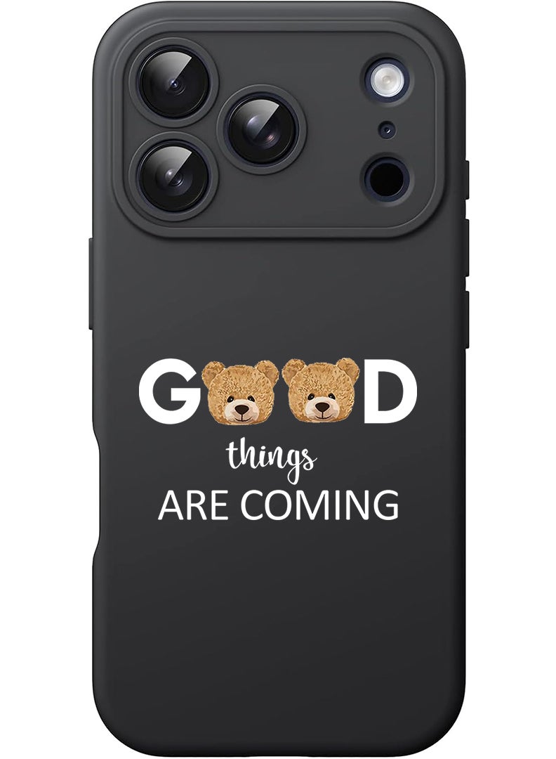 Theodor Protective Slim Fit Case Liquid Silicone Cover with Full Body Protection Anti-Scratch Shockproof Case For Apple iPhone 17 Pro (Black) Good thingsa are coming - White - Image 1