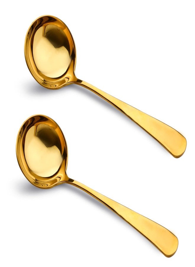 Yitexin 2 Pack Gold Stainless Steel Soup Ladle, 7.5" Small Metal Gravy Ladle Spoon (Gold) - Image 1