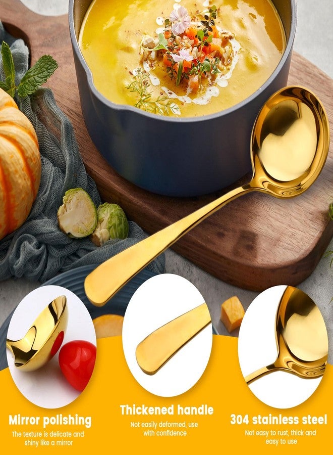 Yitexin 2 Pack Gold Stainless Steel Soup Ladle, 7.5" Small Metal Gravy Ladle Spoon (Gold) - Image 3