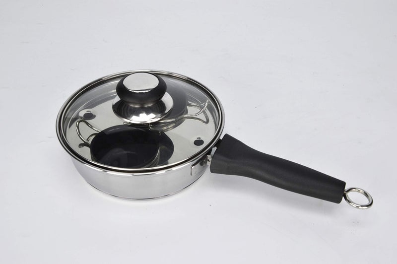 RUNZI 2 Cups Egg Poacher Pan - Stainless Steel Poached Egg Cooker – Perfect Poached Egg Maker – Induction Cooktop Egg Poachers Cookware Set with 2 Nonstick Large PFOA FREE Egg Poacher Cups… - Image 2