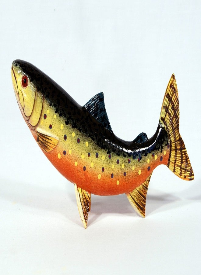 ال اكس تمثال سمكة السلمون المرقط البني المطلية يدويًا من LX، نسخة طبق الأصل من سمكة صيد، 10 بوصات - Image 2