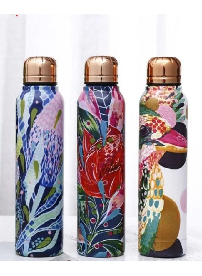 ALLKING Artistic Stainless Steel Drink Bottle 500 ml with Rose Gold Cap - Image 2