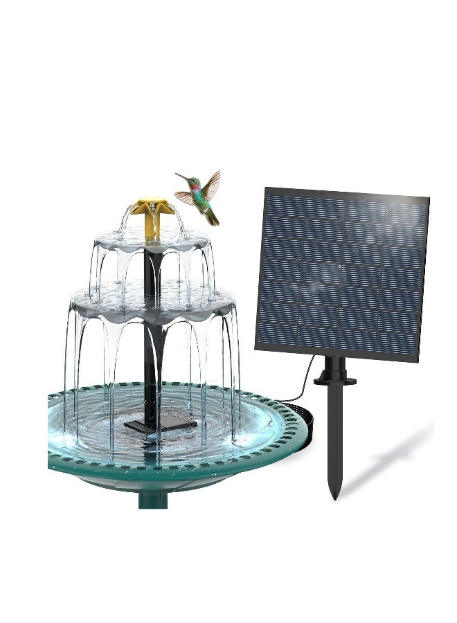Generic Solar Water Fountain 2.5W Bird Bath Fountain DIY Pump with 4 Nozzles Three-Layer Flowing Water for Garden Pond Pool  - Image 1