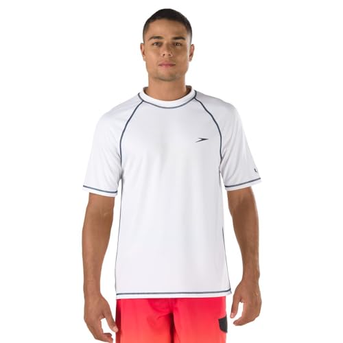 Speedo Mens Uv Swim Shirt Short Sleeve Loose Fit Easy Tee White Uv Swim Shirt Short Sleeve Loose Fit Easy Tee - Image 1