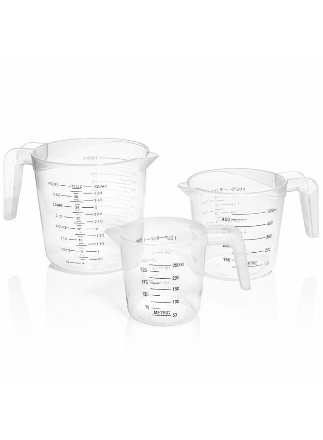 Terbold Plastic Measuring Cups with Long Handles, Set of Three, Clear - Image 1