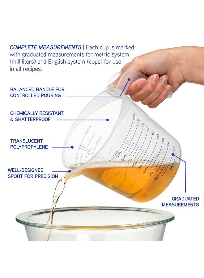 Terbold Plastic Measuring Cups with Long Handles, Set of Three, Clear - Image 4