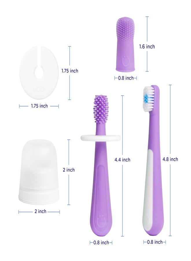 Ubbi Grow with Me Toothbrush Training Set for Babies and Toddlers, Includes Silicone Finger Brush, 360° and Soft Bristled Toothbrush, Smoothie Purple - Image 2