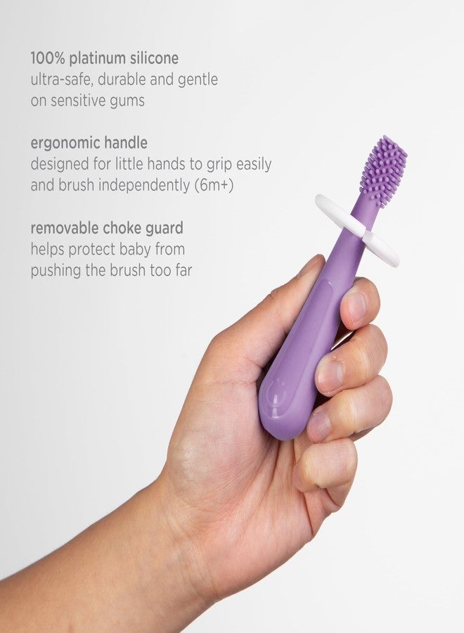 Ubbi Grow with Me Toothbrush Training Set for Babies and Toddlers, Includes Silicone Finger Brush, 360° and Soft Bristled Toothbrush, Smoothie Purple - Image 3