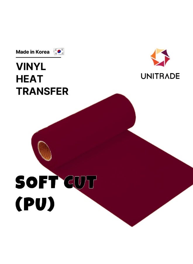 UNITRADE® Soft Cut (PU) Burgundy Heat Transfer Vinyl Roll - 51cm x 25m / Compatible with Cricut, Silhouette, Professional Cutters / CPSIA Certified / Made in Korea - Image 1
