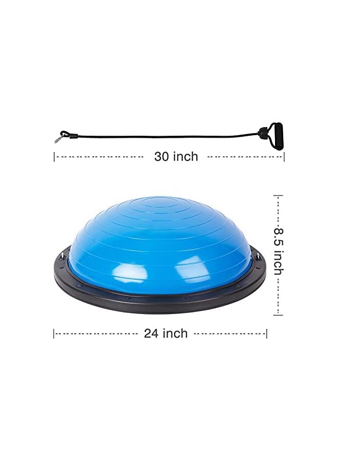 PROMASS Half Balance Ball 58 Cm, Workout Home Fitness Strength Exercise Ball, Trainer Stability With Pump, Resistance Band For Yoga - Blue  - Image 2