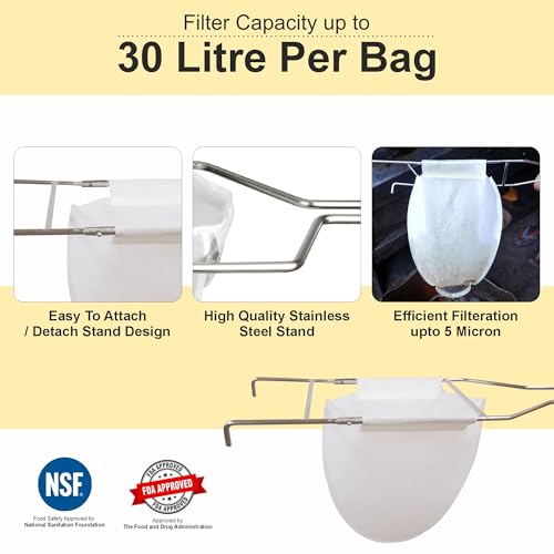 Oddy Hot Cooking Oil Filter Bag, 30 litres Filteration Capacity of Each Bag, Cooking Oil Strainer Set of 5 Filter Bags & 1 Stainless Steel Stand for Kitchen, Cafes & Resturants - Image 4