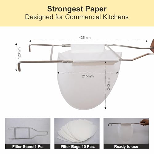 Oddy Hot Cooking Oil Filter Bag, 30 litres Filteration Capacity of Each Bag, Cooking Oil Strainer Set of 5 Filter Bags & 1 Stainless Steel Stand for Kitchen, Cafes & Resturants - Image 2