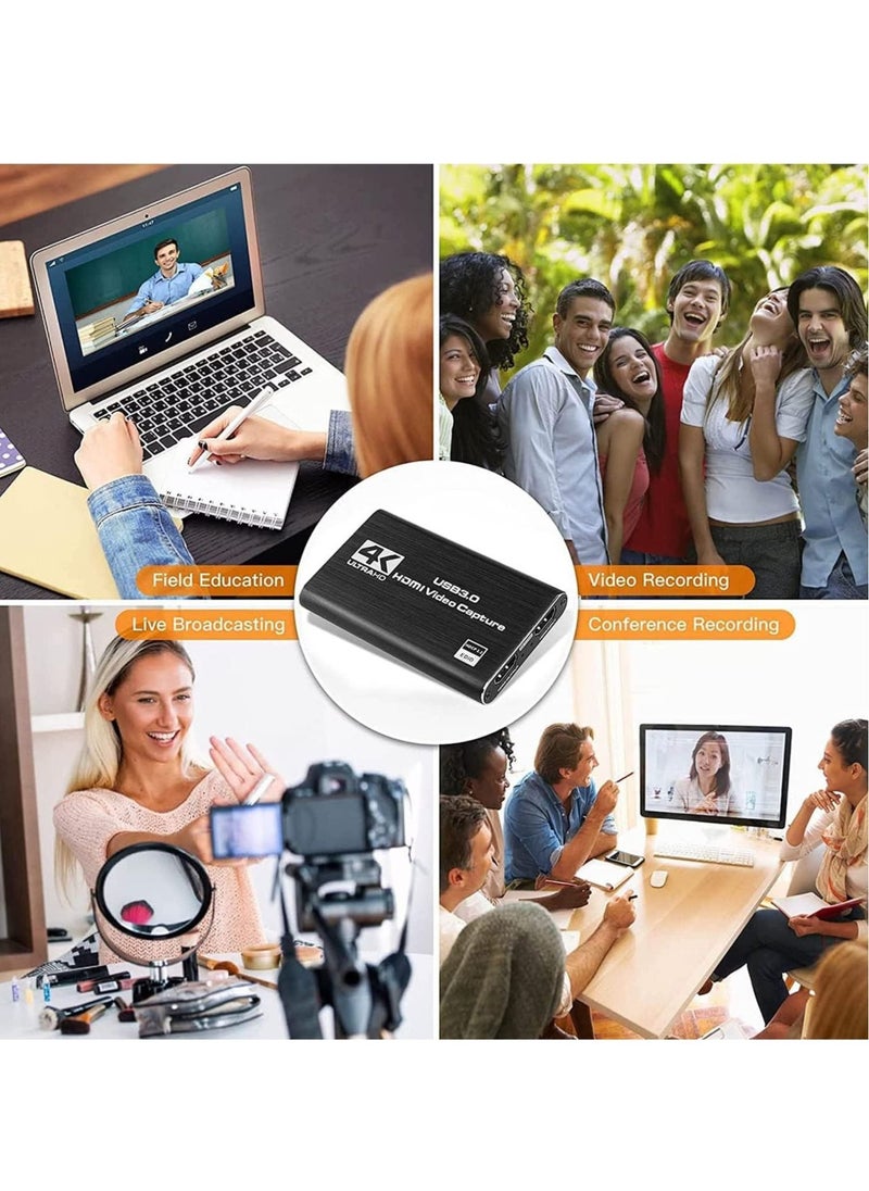 Generic 4K Video Capture Card, USB 3.0 1080P 60fps HDMI Audio Video Capture Device, Full HD 1080P for Game Recording, Live Streaming Broadcasting  - Image 4
