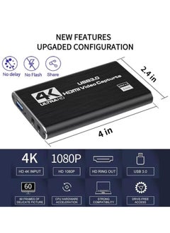 4K Video Capture Card, USB 3.0 1080P 60fps HDMI Audio Video Capture Device, Full HD 1080P for Game Recording, Live Streaming Broadcasting - pzsku/Z98C06466FAF1E6F980E6Z/45/_/1694065517/76229ac5-4fd8-475d-ac54-0f9889db2dec