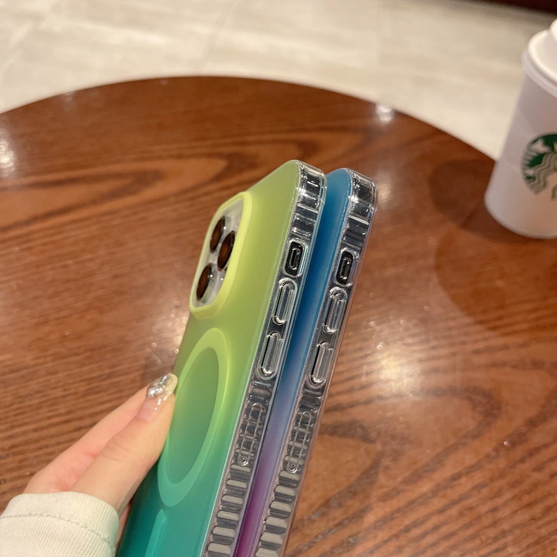 Neon Gradient Magnetic Iphone17Promax Phone Case Suitable for Apple 14Pro Matte Flowing Protective Cover - Image 5