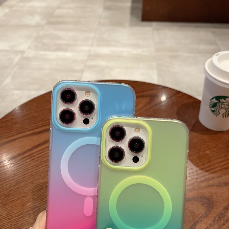 Neon Gradient Magnetic Iphone17Promax Phone Case Suitable for Apple 14Pro Matte Flowing Protective Cover - Image 4