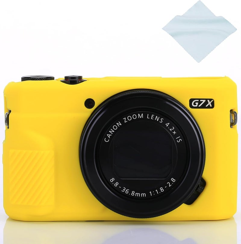 Yisau G7X / G7X Mark II Camera Silicone Case, Ultra Thin Lightweight Rubber Soft Silicone Case Bag Cover for Canon PowerShot G7X / G7X Mark II with Microfiber Cloth - Yellow - Image 1