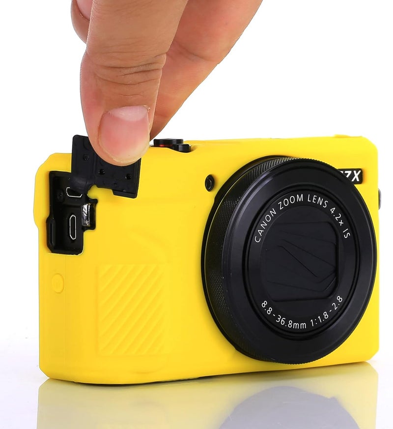 Yisau G7X / G7X Mark II Camera Silicone Case, Ultra Thin Lightweight Rubber Soft Silicone Case Bag Cover for Canon PowerShot G7X / G7X Mark II with Microfiber Cloth - Yellow - Image 4