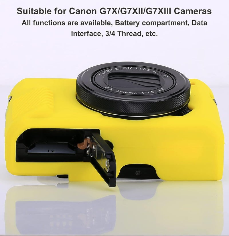 Yisau G7X / G7X Mark II Camera Silicone Case, Ultra Thin Lightweight Rubber Soft Silicone Case Bag Cover for Canon PowerShot G7X / G7X Mark II with Microfiber Cloth - Yellow - Image 3