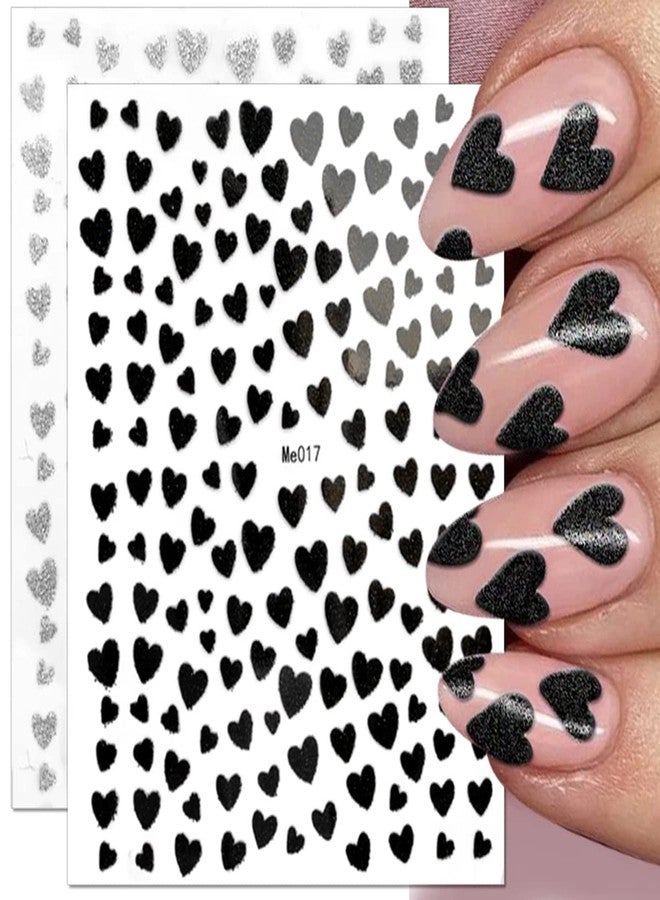 LRKNNO 10 Sheets Heart Nail Art Stickers 3D Self Adhesive Glitter Design Valentine's Day Nail Art Supplies Shinning Love Heart Nail Decals Gold Silver Nail Stickers for Women Girls Manicure Decoration - Image 5