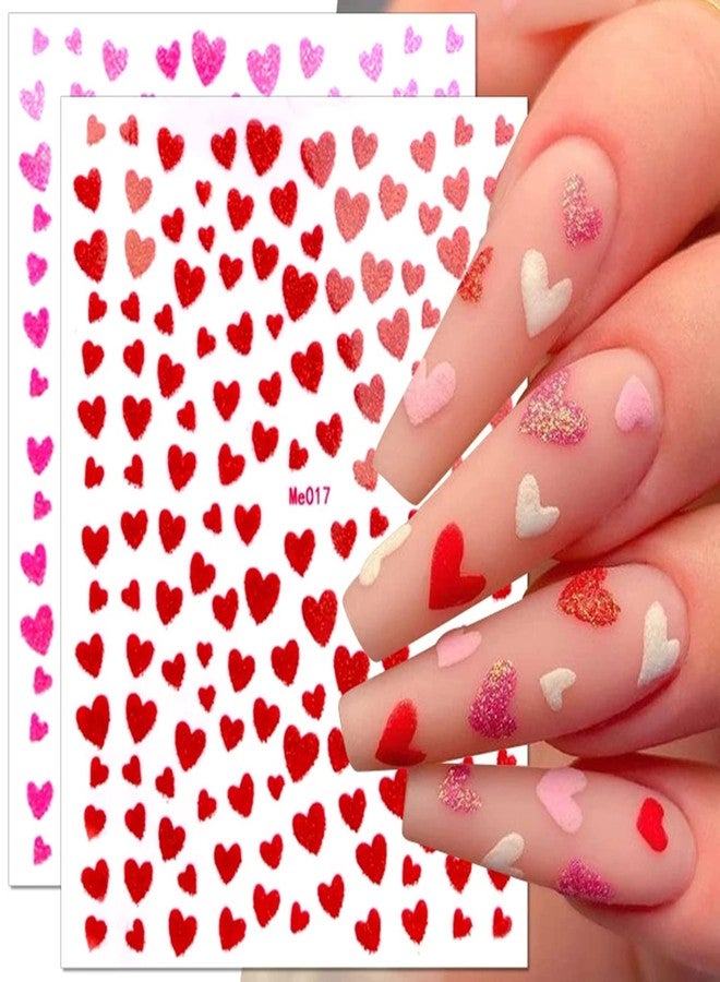 LRKNNO 10 Sheets Heart Nail Art Stickers 3D Self Adhesive Glitter Design Valentine's Day Nail Art Supplies Shinning Love Heart Nail Decals Gold Silver Nail Stickers for Women Girls Manicure Decoration - Image 2