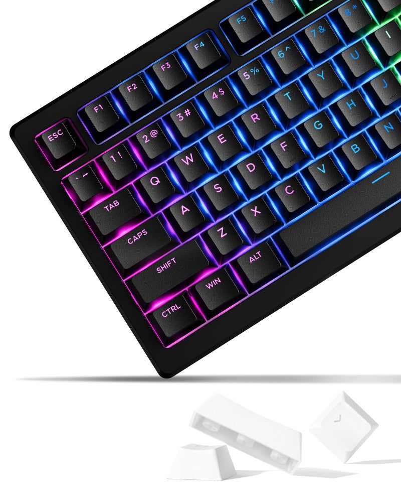 SDYZ x XVX Doubleshot PBT Keycaps 60 75 100 Percent - Shine Through Keycaps, for Mechanical Keyboards, Full 131 Key Set, OEM Profile, Backlit - White - Image 1