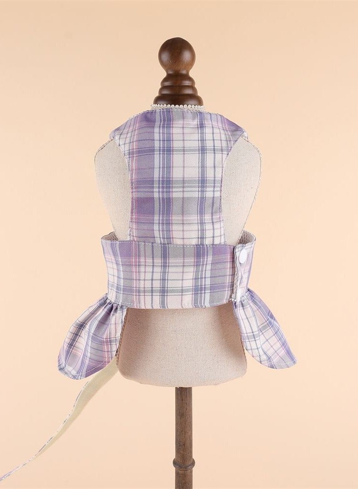 A.M Small Dog Harness Dress and Leash Set Cute Bowknot Puppy Cat Princess Dress Girl Pet Dog Clothes Soft Mesh Floral Print Female Dog Dress for Shihtzu, Papillon etc (Size: L, Chest: 45cm) - Image 3