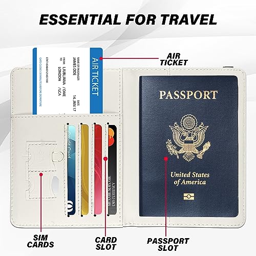 GABraden Cute Passport Holder and Holder Combo Passport Cover with RFID Blocking Women Men Compatible Wallet Credit Card Protector (Black-R) - Image 2