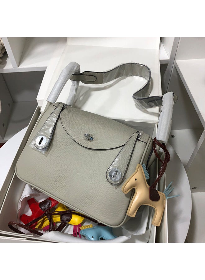 Top Layer Cowhide Litchi Pattern Lindi Bag Doctor Bag Cowhide Women's Bag Shoulder Bag Handbag Medicine Bag - Image 1