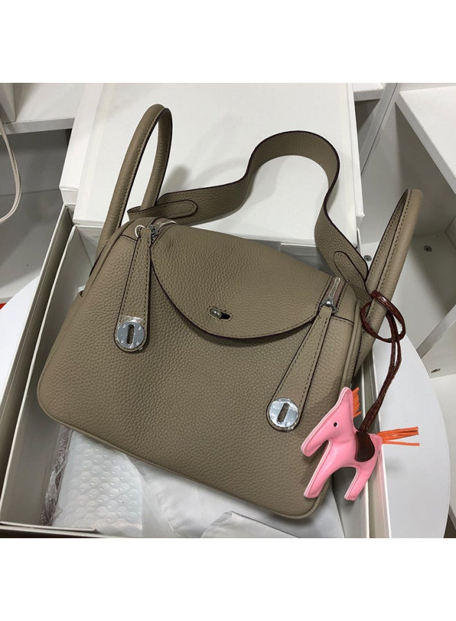 Top Layer Cowhide Litchi Pattern Lindi Bag Doctor Bag Cowhide Women's Bag Shoulder Bag Handbag Medicine Bag - Image 2