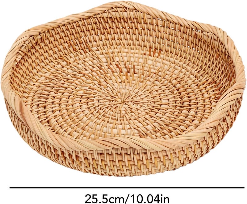 Sorandy Wicker Basket Round Woven Storage Bowl, Family Gathering Wedding Decor Supplies, Bread Fruit Serving Basket for Kitchen Dining Room Living Room Office Hotel Cafe Restaurant (M) - Image 2