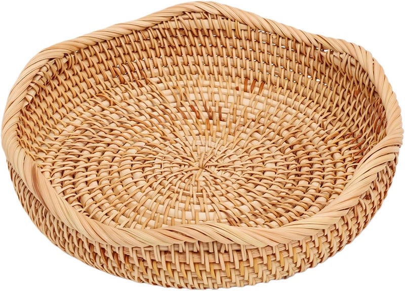 Sorandy Wicker Basket Round Woven Storage Bowl, Family Gathering Wedding Decor Supplies, Bread Fruit Serving Basket for Kitchen Dining Room Living Room Office Hotel Cafe Restaurant (M) - Image 1