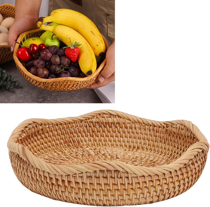 Sorandy Wicker Basket Round Woven Storage Bowl, Family Gathering Wedding Decor Supplies, Bread Fruit Serving Basket for Kitchen Dining Room Living Room Office Hotel Cafe Restaurant (M) - Image 4