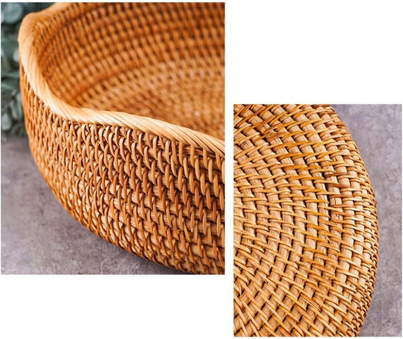 Sorandy Wicker Basket Round Woven Storage Bowl, Family Gathering Wedding Decor Supplies, Bread Fruit Serving Basket for Kitchen Dining Room Living Room Office Hotel Cafe Restaurant (M) - Image 5