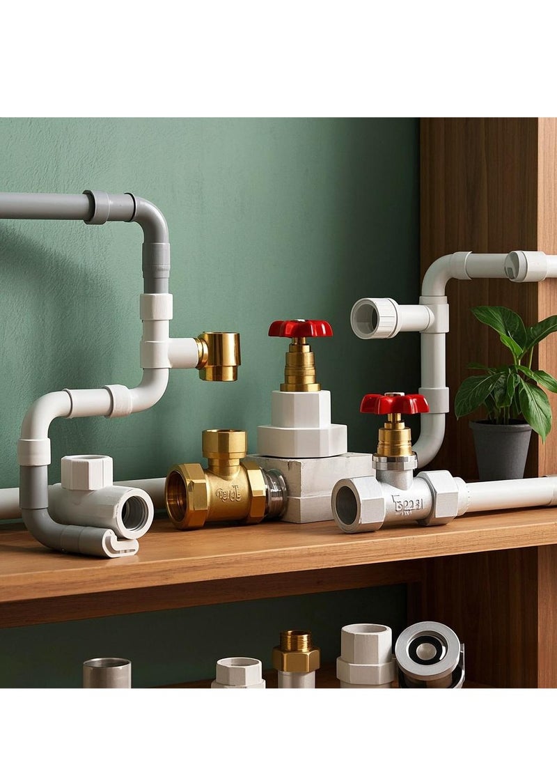 GA  2 Pcs set,  Brass Male Tee 1/2 inch Brass Plumbing Fittings Set, High-Purity Copper Alloy, BSPT Thread Standard, - Image 3