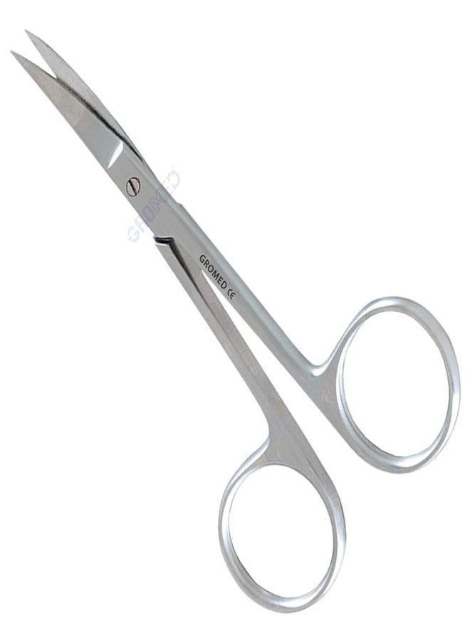 Gromed Nose Hair and Eyebrows Hair Cutting Curved Scissor | Precision for Manicure, Curved Blade| Scissor for Beard, Mustache| for Facial Hair Cutting, Silver SS - Pack of 5 - Image 3