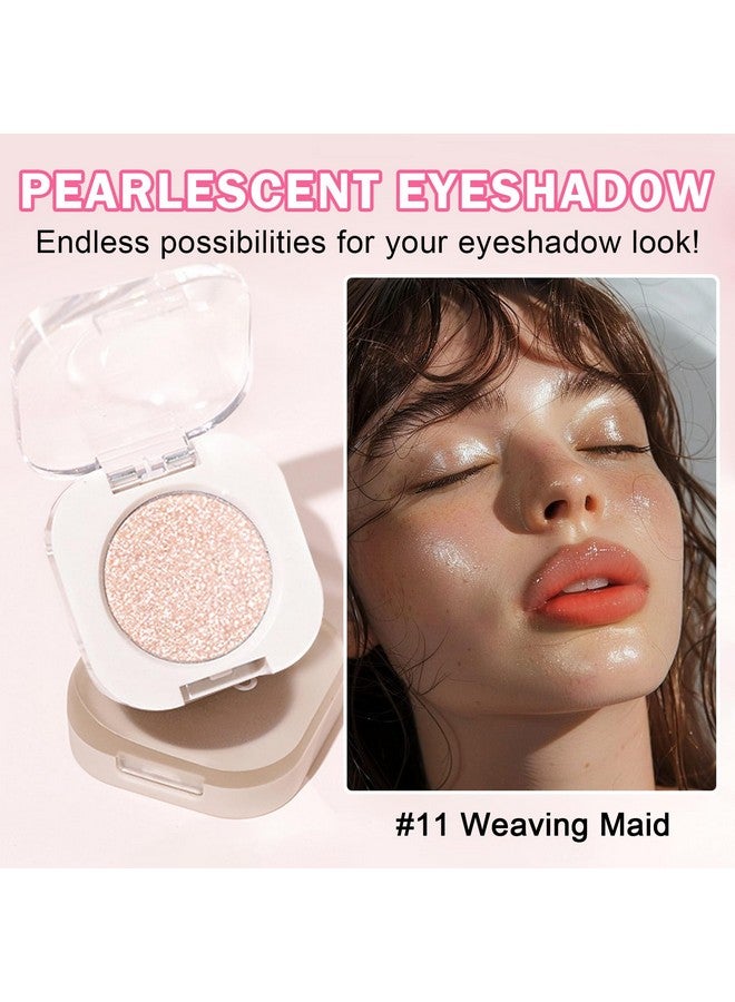 QIUFSSE Glitter Eyeshadow Champagne Single Eyeshadow,Ultra Fine Shimmer Eyeshadow Lightweight Sparkling Blendable Formula,Daily Multiuse Glossy Eyes Makeup (Weaving Maid) - Image 2