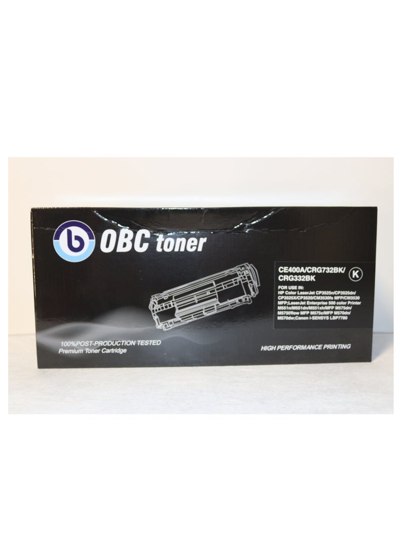 او بي سي خرطوشة حبر ليزر أسود  متوافقة من OBC  بديلة لـ HP CE400A – 507A و Canon CRG-732BK / CRG-332  طباعة حتى 5500 صفحة بجودة عالية وأداء طباعة احترافي - Image 2