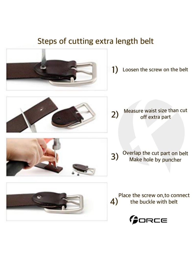 FORCE - Force Genuine Leather Belt Men - Semi-Casual Men's Belt & Party Wear Belt, Casual Outfits, Gifts - Black & Brown Men’s Leather Belt for Men - Image 1