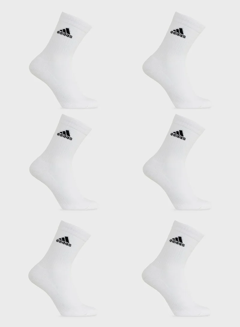 Adidas C Spw Crw 6P White Training Socks For Unisex 5.5K - 7K