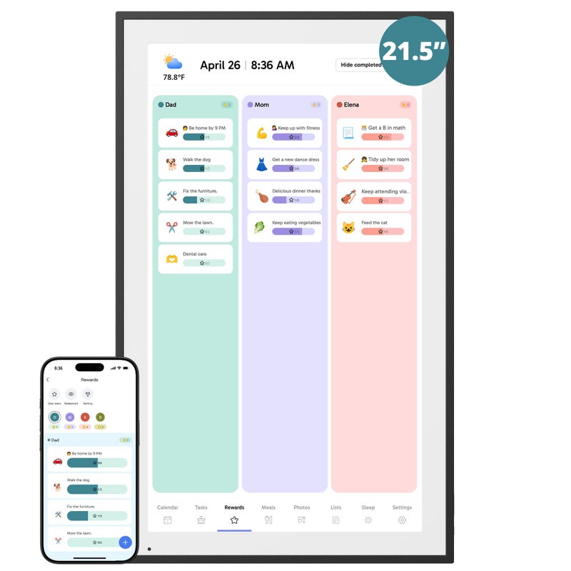 Digital Calendar 215 Inch Touch Screen Electronic Wall Calendar Chore Chart for Family MonthlyWeekly Planner Interactive Display Smart Calendar for Home Organization Desk Mount Included Black
