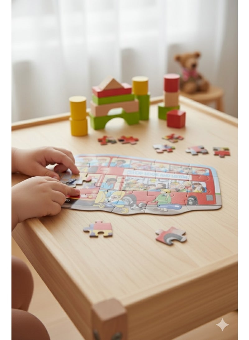 لغز الحافلة الكبيرة – 15 قطعة – تصميم أرضي للأطفال - Image 2